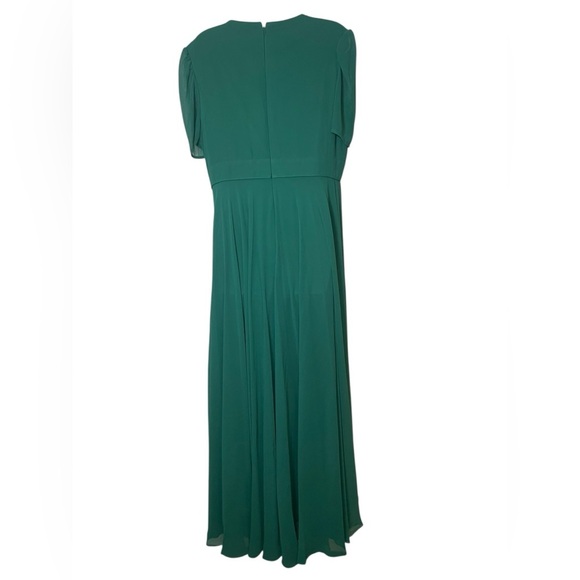 Mac Duggal Green Chiffon Gown Butterfly Sleeves Plunge Neck Size 12 NWOT - Picture 3 of 6